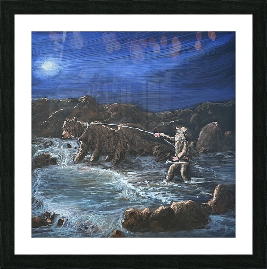 IMG 0127 Mountain man roping a grizzly Picture Frame print