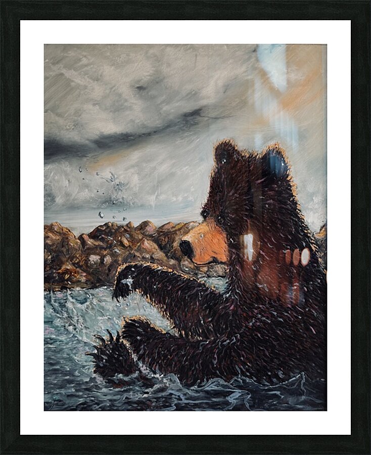 IMG 4224 Grizzly bears splashing in the water Picture Frame print