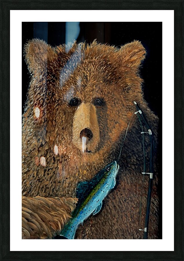IMG 4307 grizzly bear with fishing pole and a trout Picture Frame print