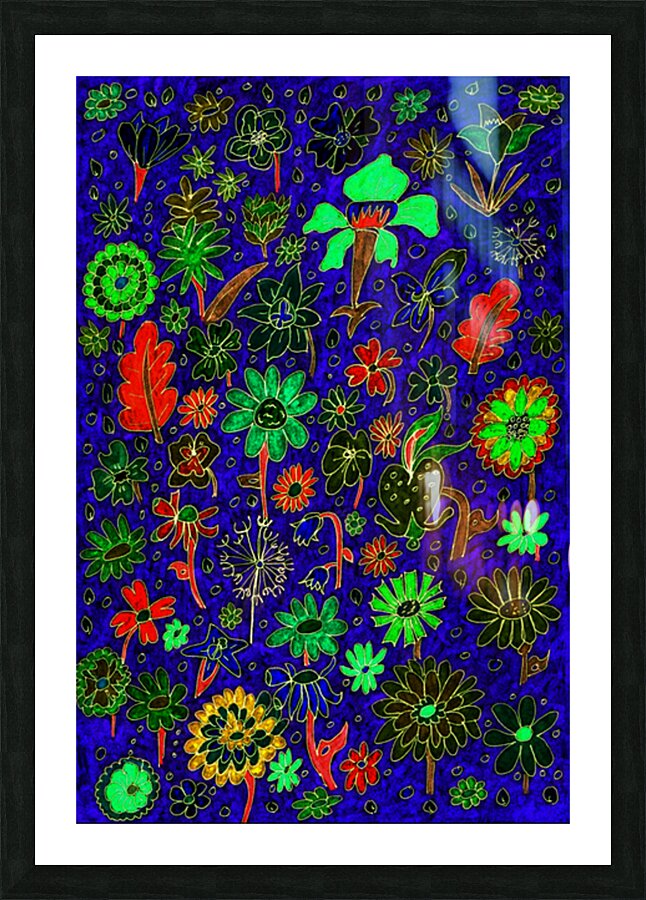 Abstract Dark Florals Picture Frame print