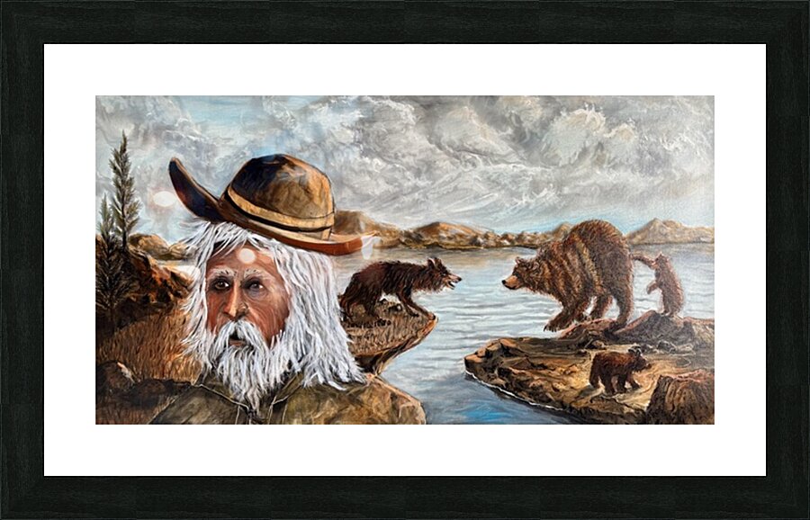 IMG 4202 Mount Man getting away from bear and wolf fight Picture Frame print