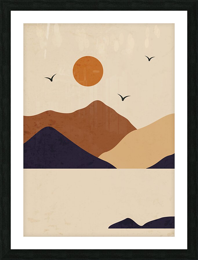 Day and night mountain landscape. b Picture Frame print