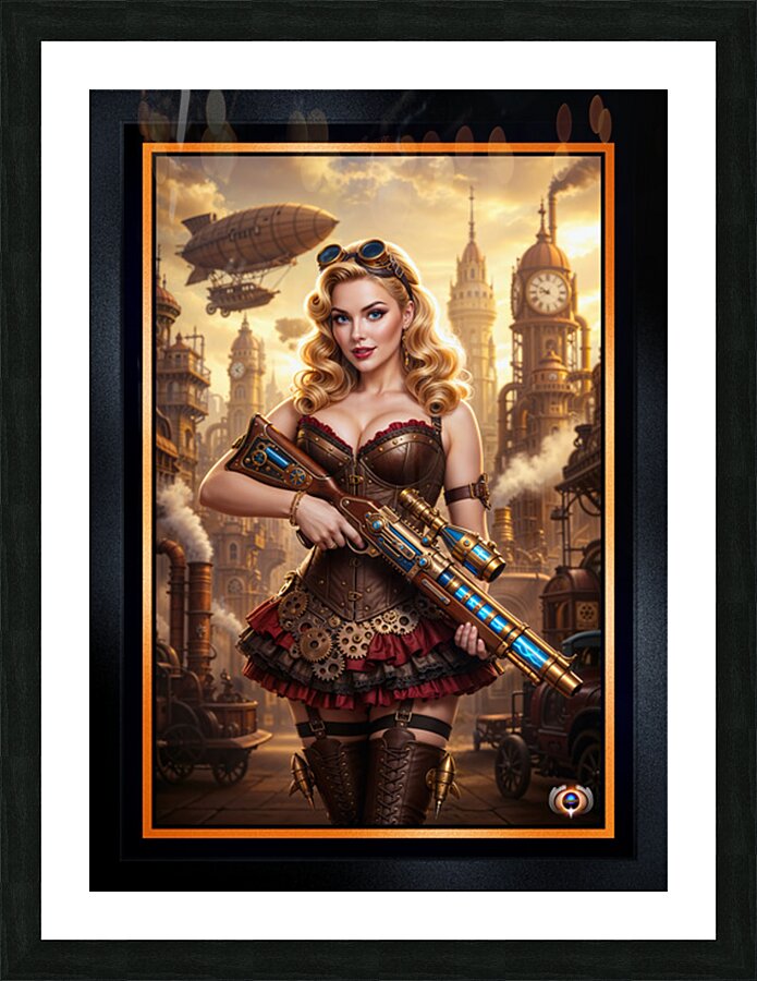 Portrait Of Scivara Vendari Gilded Guardian Of Meyrath Mesmerizing AI Concept Art by Xzendor7 Limited Edition Print Picture Frame Printing