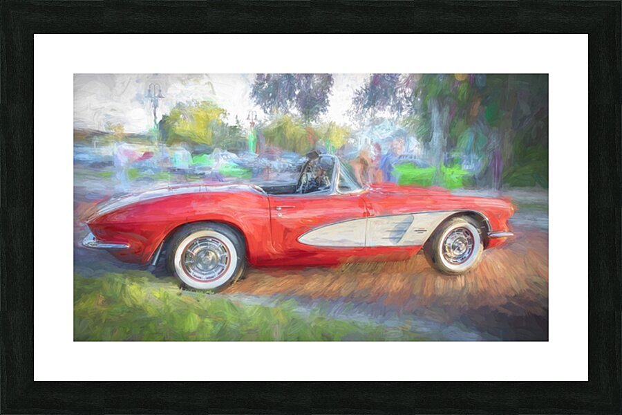 1961 Red Chevrolet Corvette Convertible 2 Picture Frame print