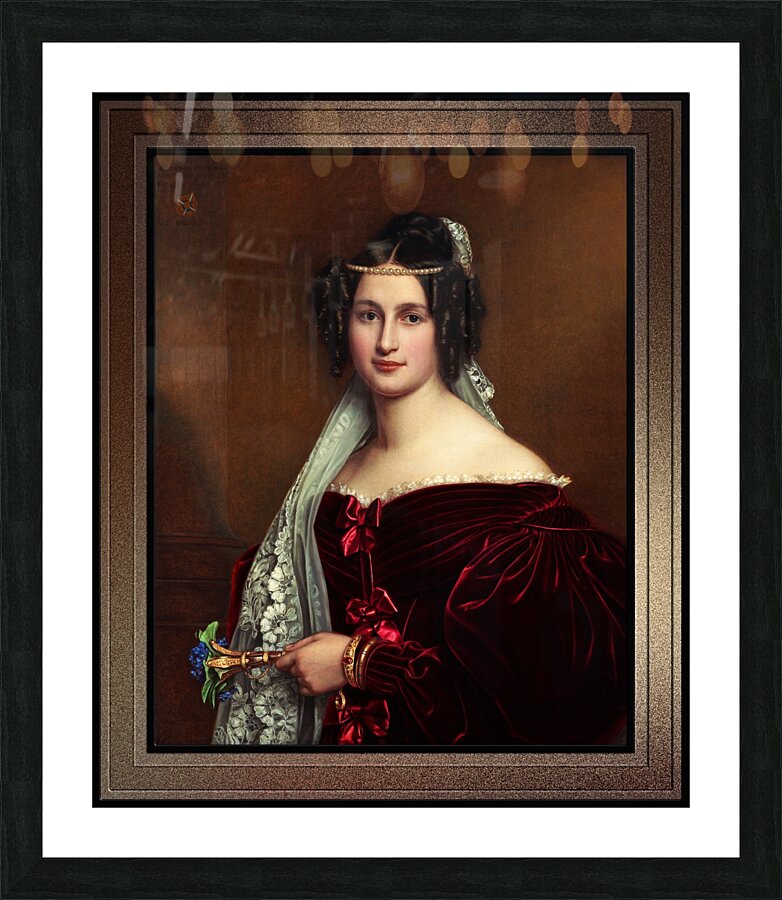 Portrait of Crescentia Bourgin by Joseph Karl Stieler Classical Art Xzendor7 Old Masters Reproductions Picture Frame print