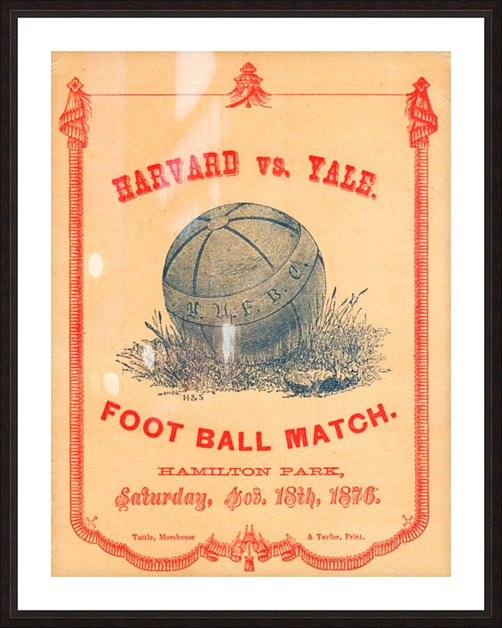 1876 Harvard vs. Yale Football Program Art  Framed Print Print