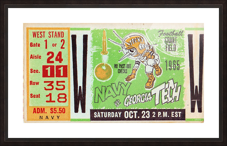1965 Navy vs. Georgia Tech Ticket Stub Canvas Picture Frame print