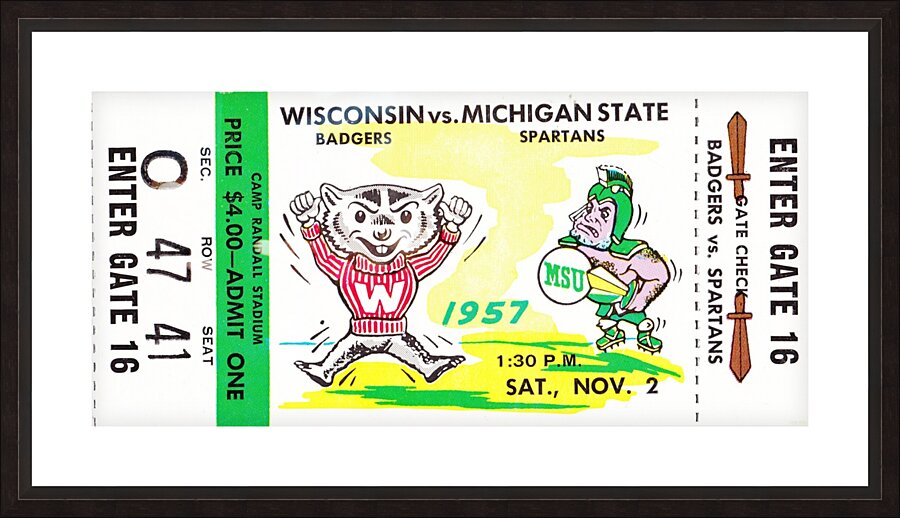 1957 Wisconsin Badgers vs. Michigan State  Spartans Picture Frame print