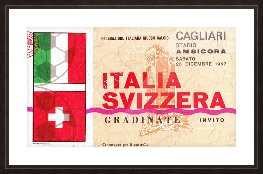 1967_Soccer_Italy vs. Switzerland_Cagliari Stadium_Row One Picture Frame print
