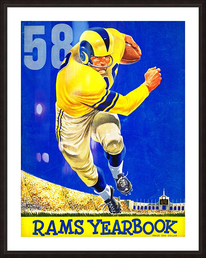 1958 LA Rams Football Yearbook Cover Art Picture Frame print