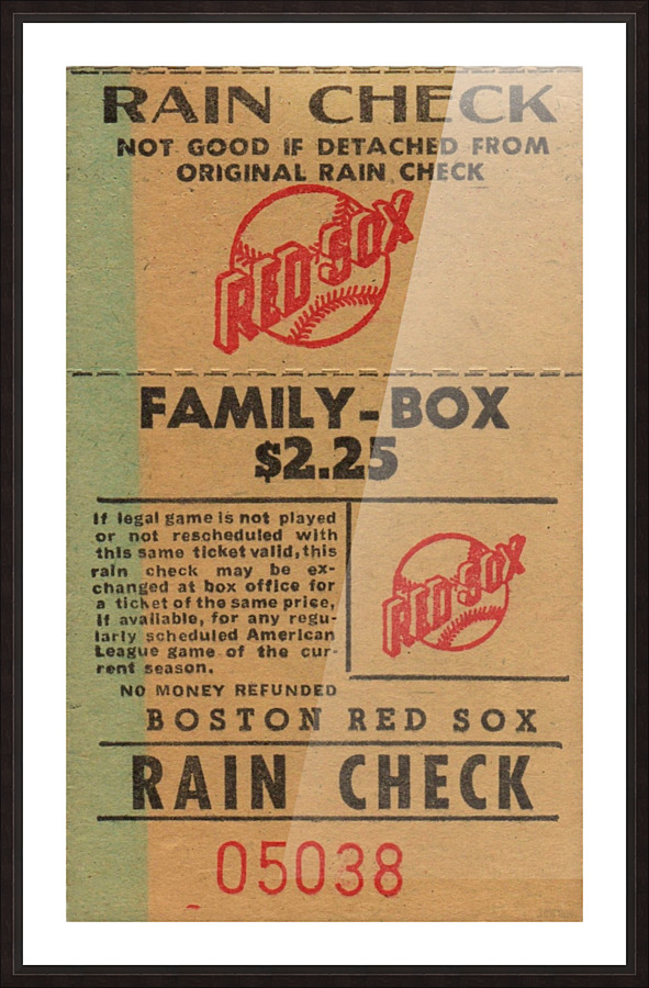 Red Sox Ticket Stub Art Picture Frame print