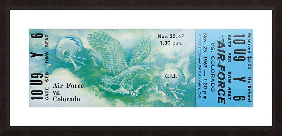 1967_College_Football_Air Force vs. Colorado_Falcon Stadium_Unique Sports Collectible Art Ticket Picture Frame print