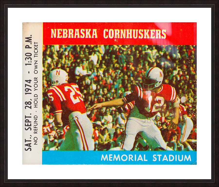 1974 Nebraska Ticket Remix Picture Frame print