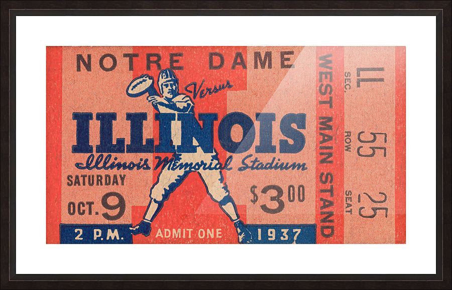 1937 Notre Dame vs. Illinois Picture Frame print