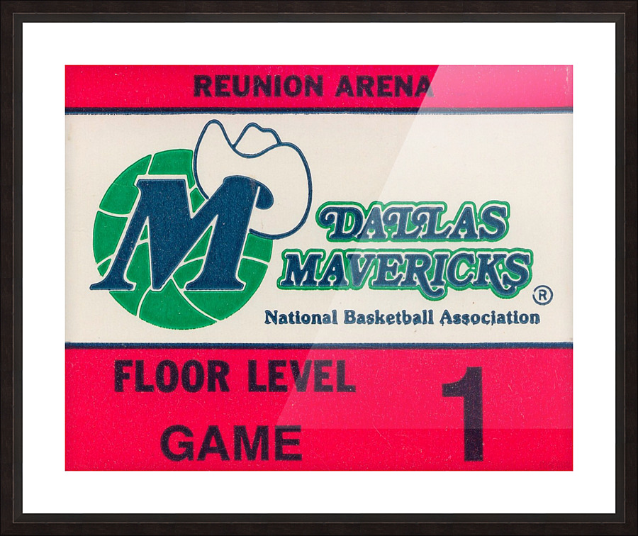 Vintage Dallas Mavericks Wall Art_Ticket Stub Artwork Reproduction Picture Frame print