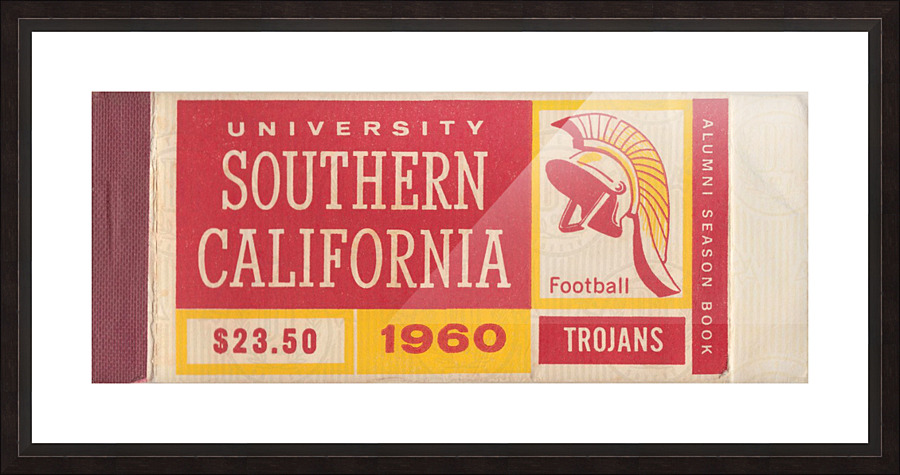 1960 College Football Season Ticket Art USC Trojans Alumni Season Book Reproduction Art Picture Frame print