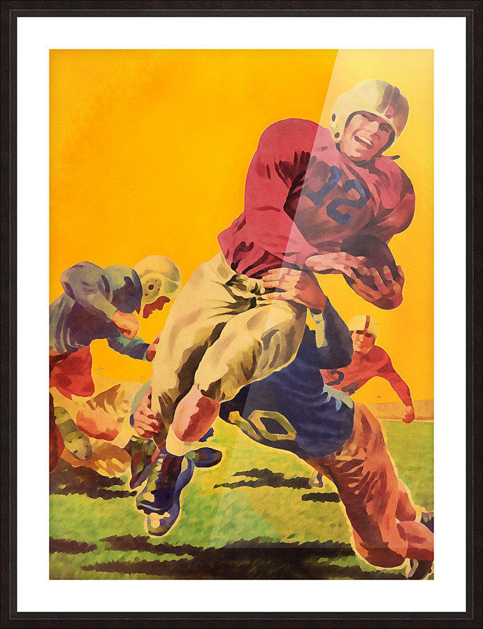 Vintage Football Watercolor Art Print Picture Frame print