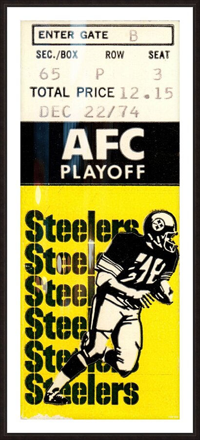 1974 Pittsburgh Steelers vs. Buffalo Bills Ticket Art Picture Frame print