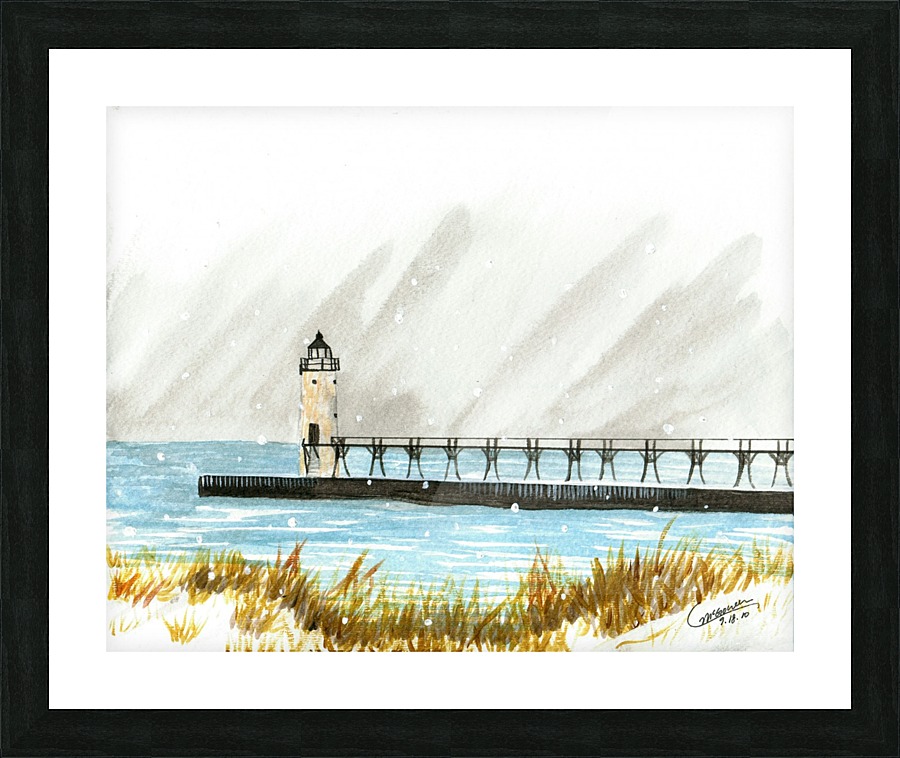 Winter Lighthouse  Framed Print Print