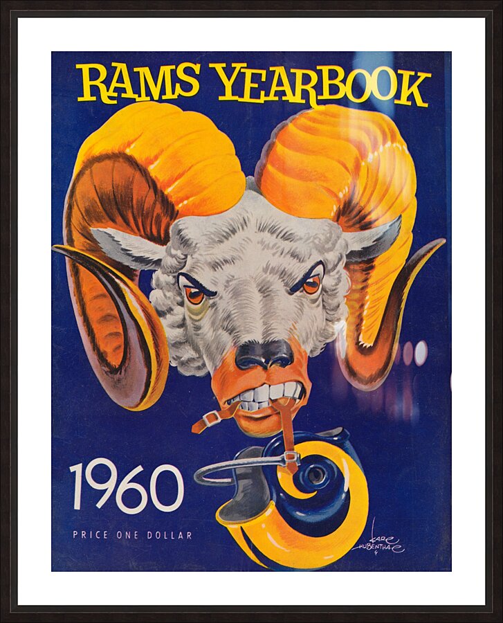 1960 Karl Hubenthal LA Rams Football Art  Picture Frame print