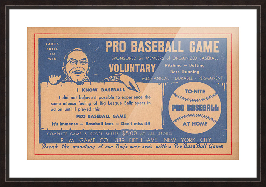pro baseball game vintage board game ad poster art Picture Frame print