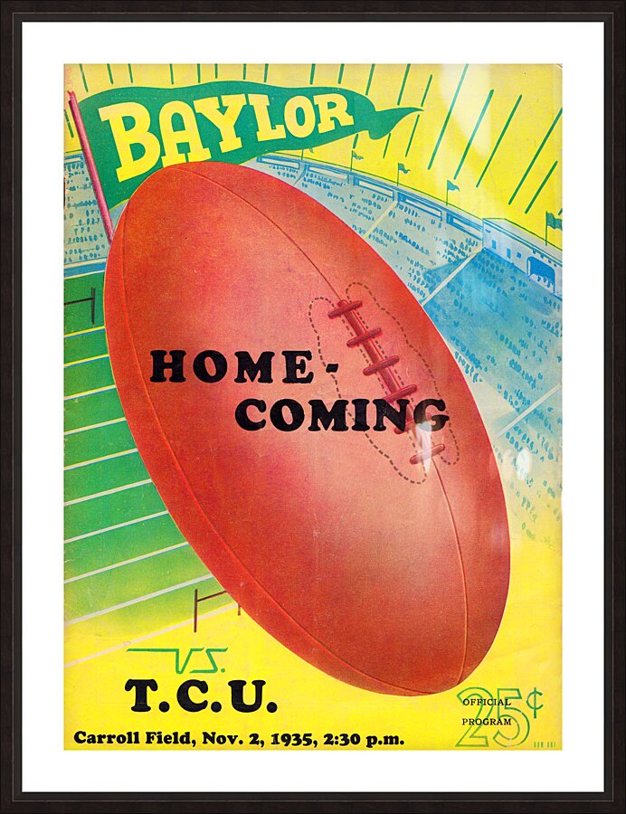 1935 Baylor Bears vs. TCU Horned Frogs Cover Art Picture Frame print