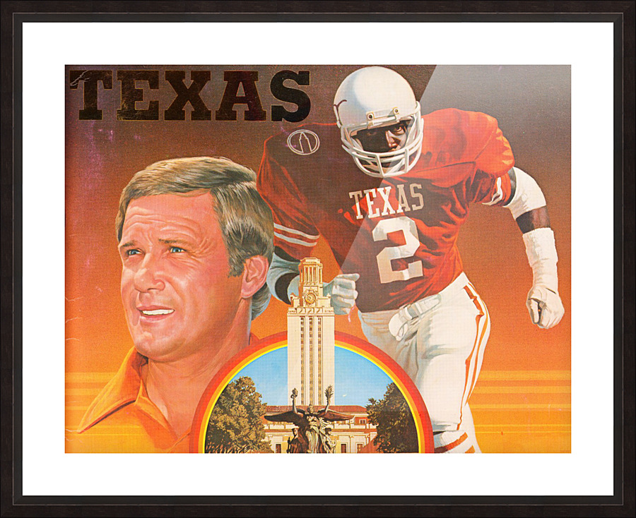 Vintage Texas Longhorns Football Art Poster Picture Frame print
