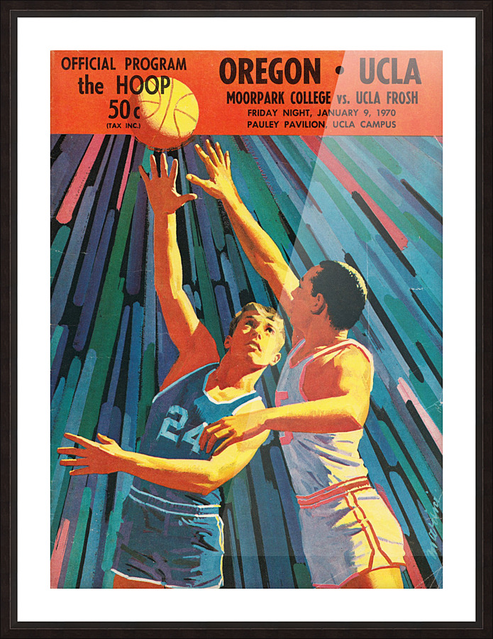 1970 UCLA Bruins Basketball Program Cover Art_Oregon vs. UCLA Bruins Poster Picture Frame print