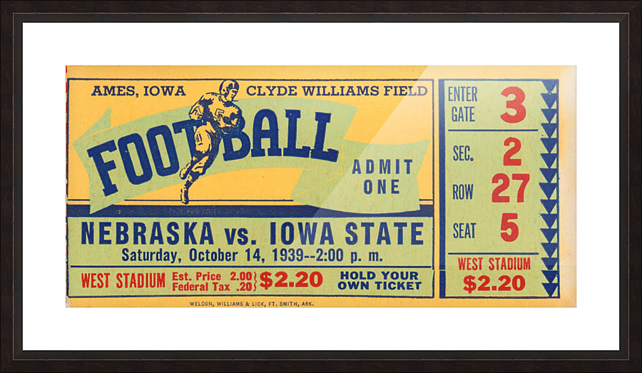 1939 Iowa State vs. Nebraska Picture Frame print