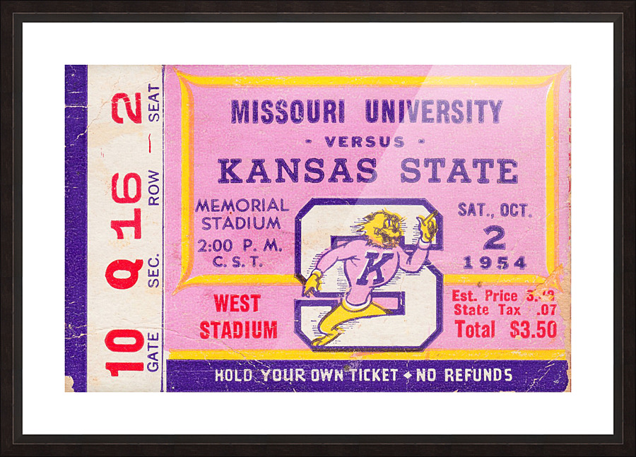 1954_College_Football_KansasStatevs.Missouri_MemorialStadium_Best_College_Gifts Picture Frame print