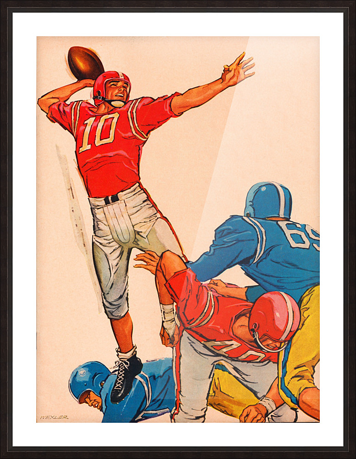 Elmer Wexler Football Art Reproduction Picture Frame print