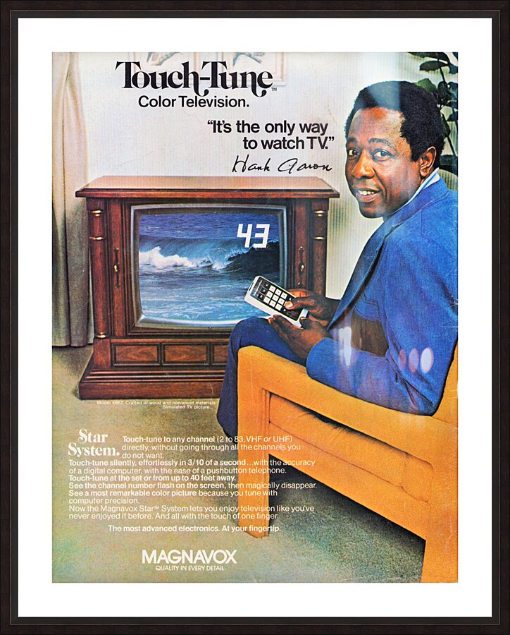 1976 Magnavox Television Hank Aaron Ad Picture Frame print