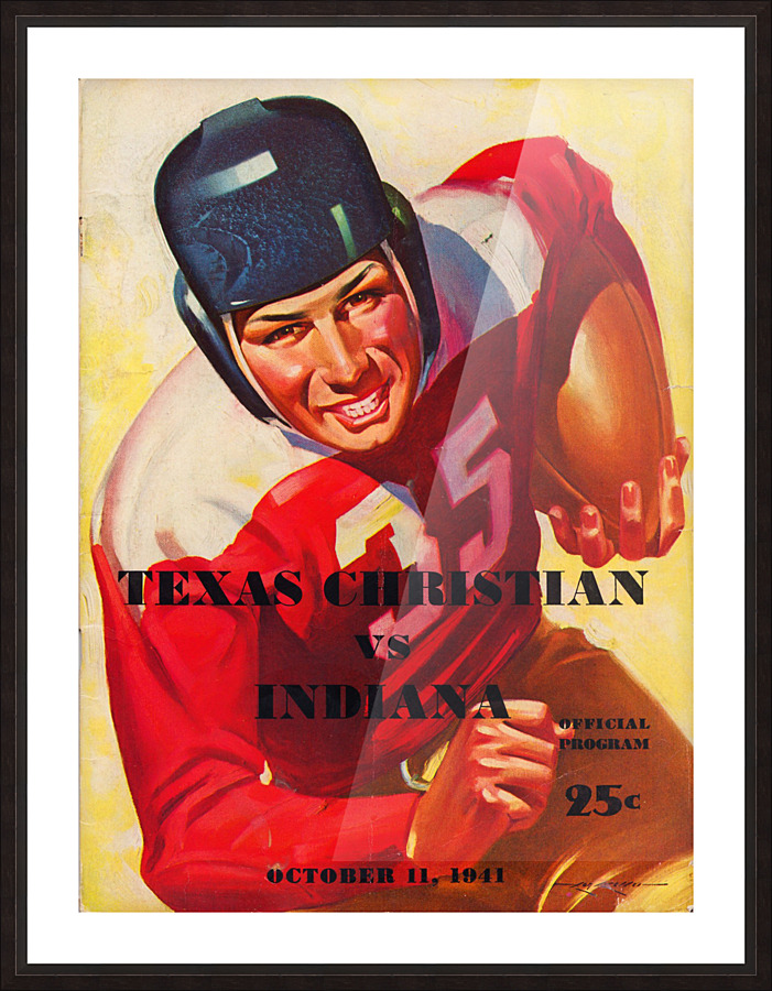 1941 texas christian indiana hoosiers college football program art vintage metal sign acrylic print Picture Frame print