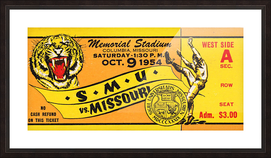 missouri tigers football ticket stub wall art ticket stub metal signs Picture Frame print