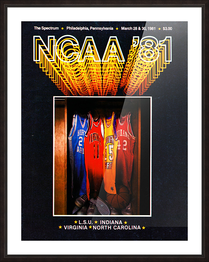 1981 ncaa basketball championship program cover art poster print metal sign wood prints Picture Frame print