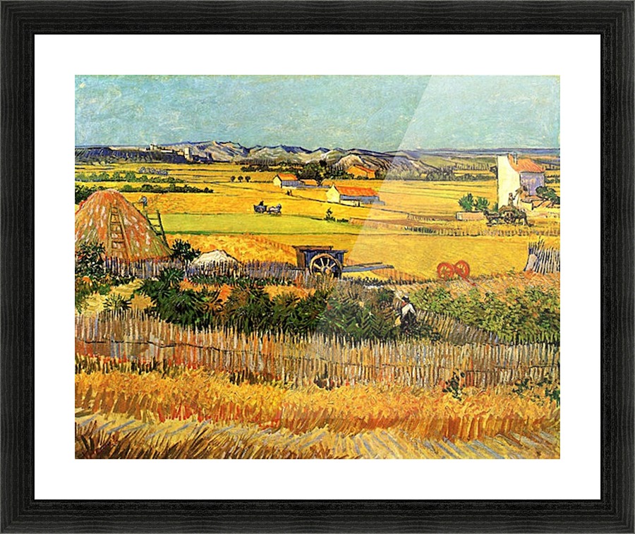 Harvest At La Crau, With Montmajour In The Background Harvest at La Crau with Montmajour in the Background by Van Gogh - Van Gogh