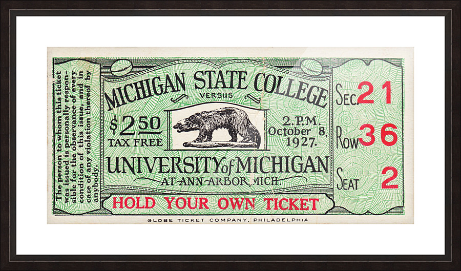1927 Michigan State vs. Michigan Picture Frame print