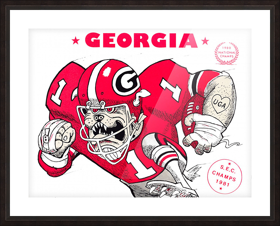 1981 Georgia Bulldogs Jack Davis Print Picture Frame print