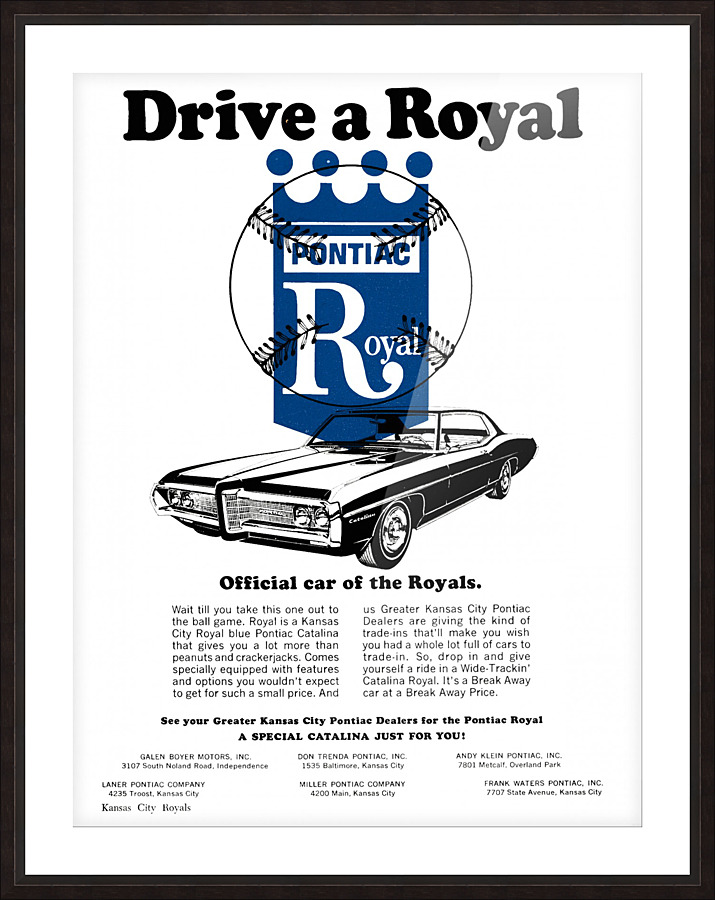 pontiac car ad kansas city royals poster Picture Frame print