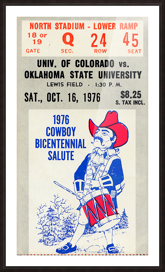 1976 Colorado vs. Oklahoma State Football Ticket Art Picture Frame print