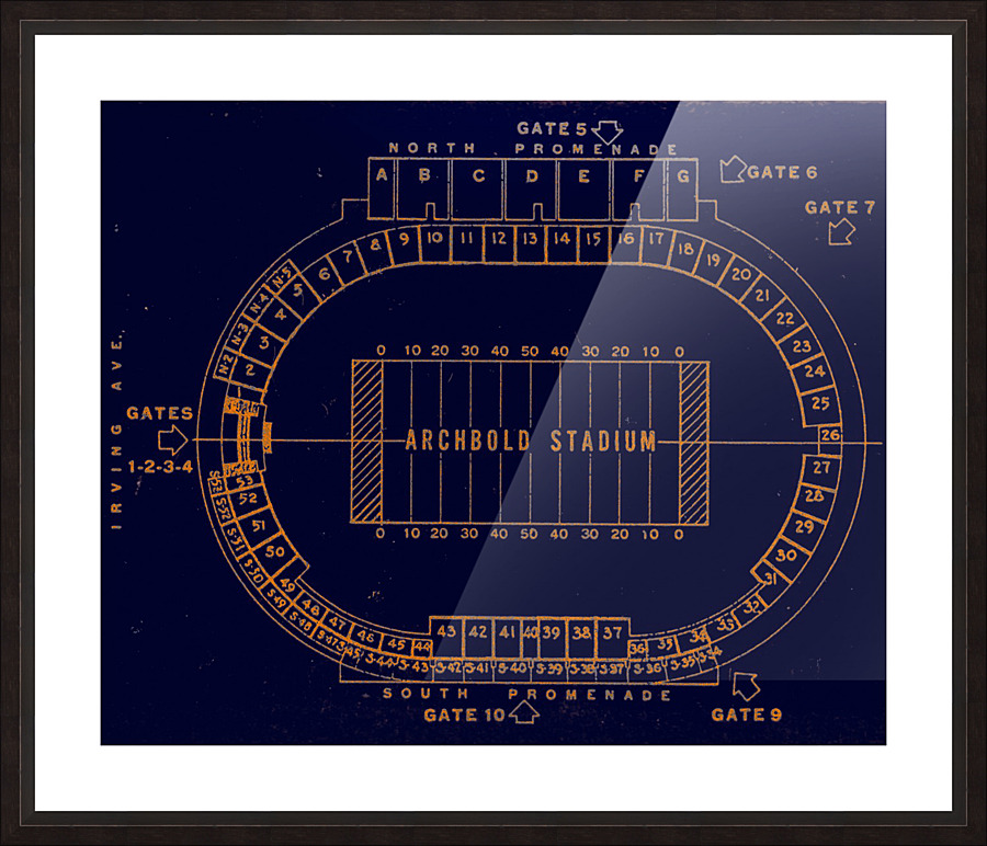 archbold stadium map vintage college football stadium art (1) Picture Frame print