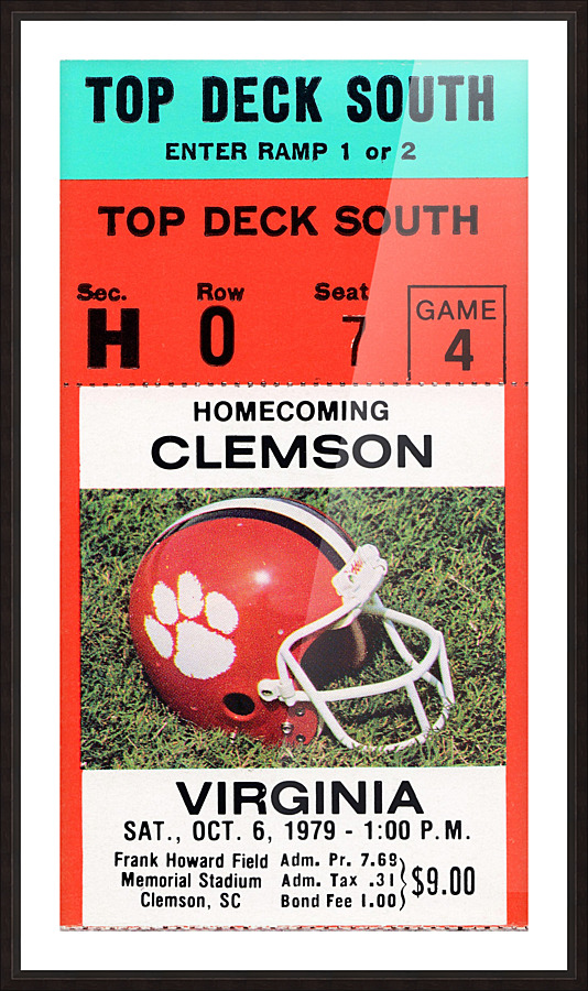 1979 Virginia vs. Clemson Picture Frame print