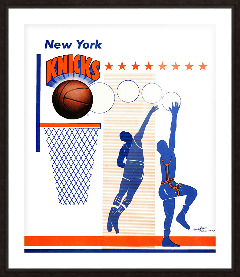 George Kalinsky Art Vintage New York Knicks Poster Reproduction Sports Art Picture Frame print
