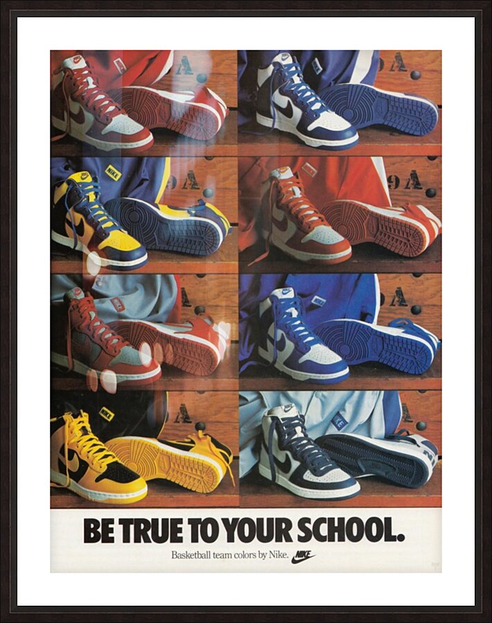 1987 Nike Dunk Shoe Ad Poster Picture Frame print