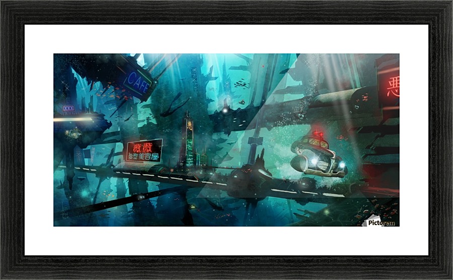 Future Noir - Abyss City Picture Frame print
