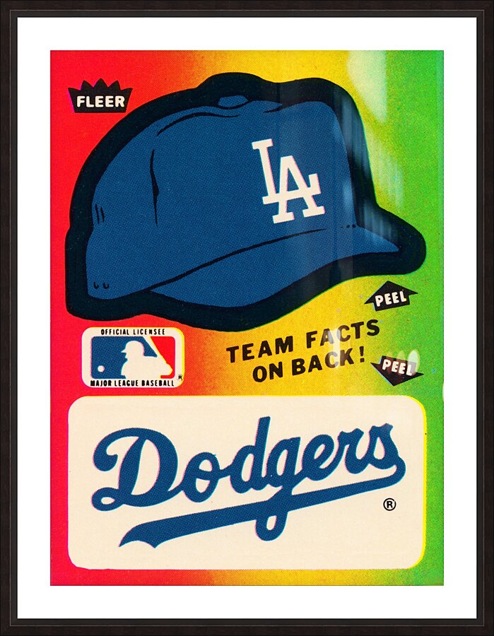 1983 Fleer Sticker LA Dodgers Ballcap Art Picture Frame print