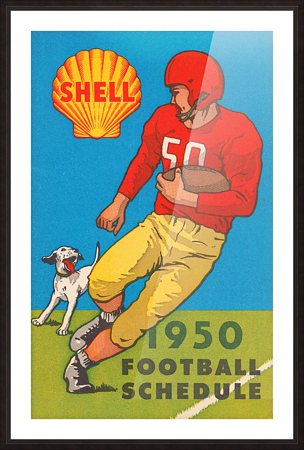 1950 shell oil football schedule poster Picture Frame print