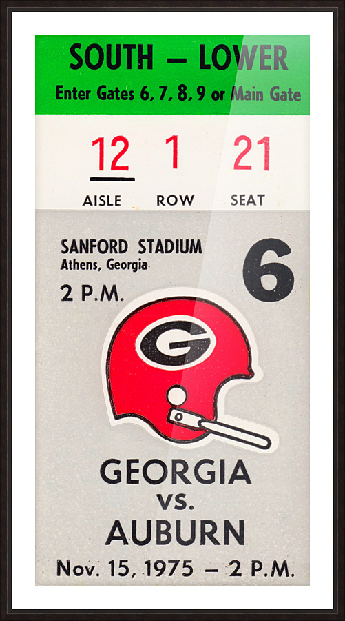 1975 Auburn vs. Georgia Picture Frame print