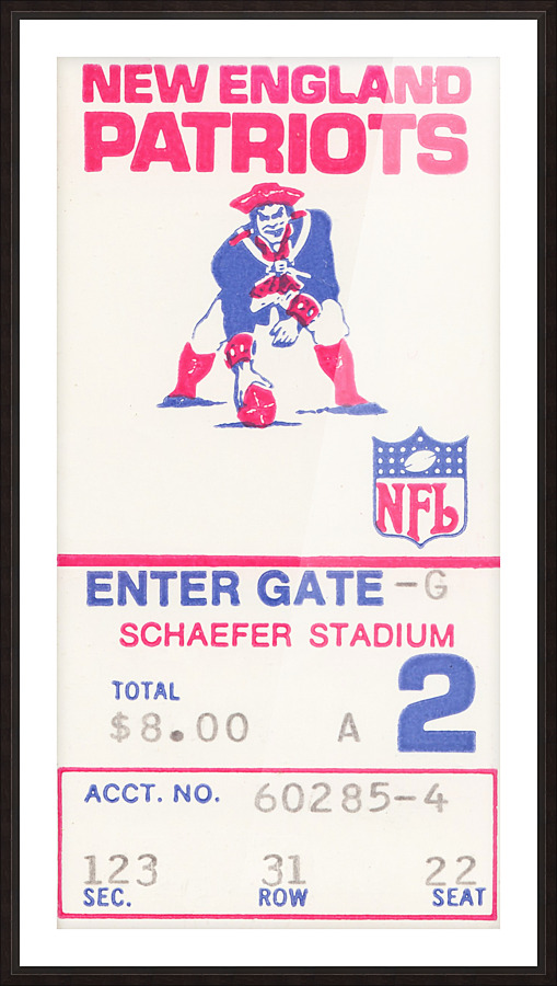 1972 new england patriots schaefer stadium art Picture Frame print