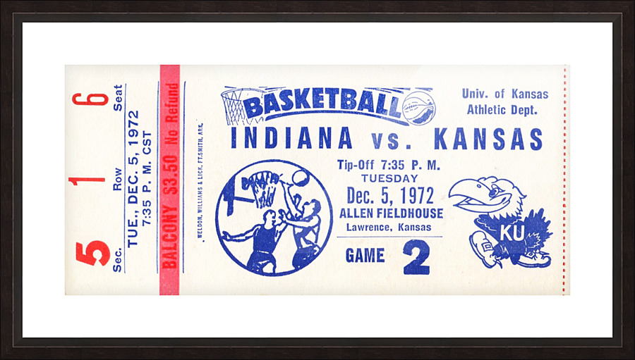 1972_College_Basketball_Kentucky vs. Indiana_Allen Fieldhouse_Lawrence KS Picture Frame print